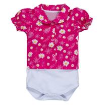 Body para bebê menina camisa curta margarida pink