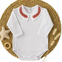 Body Para Bebê Meninos Luxo Algodão Manga Longa Gola Bordada Body Para Bebê Meninos Luxo Algodão Manga Longa Gola Bordada