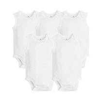 Body para Bebê Recém-Nascido - Kit com 5 Macacões de Algodão Branco