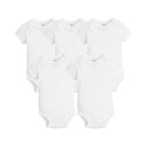 Body para Bebê Recém-Nascido - Kit com 5 Macacões de Algodão Branco