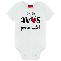 Body para Bebê Unissex Frases Divertidas Manga Curta em Cotton Branco Kyly