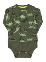 Body para Bebê Up Baby Malha Longa Dinossauros Verde