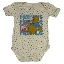 Body para Bebês Manga Curta Amarela Pooh Tamanho 9-12 Meses - Basic +