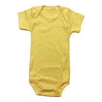 Body para bebês manga curta amarelo liso algodão