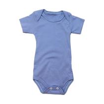 Body para bebês manga curta azul liso algodão