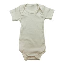 Body para bebês manga curta bege liso algodão