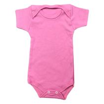 Body para bebês manga curta rosa liso algodão