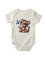 Body Para Neném Designer De Tigrinho E Borboleta