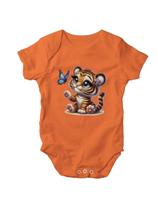 Body Para Neném Designer De Tigrinho E Borboleta