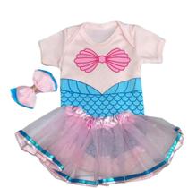 Body Pequena Fantasia Sereia de Bebe Lacinho Sainha Faixa Body Pequena Fantasia Sereia de Bebe Lacinho Sainha Faixa