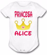 Body Personalizado Princesa Coroa Mais Nome Roupa Bebe Novo