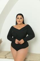 Body Plus Size Ciganinha Ombro a Ombro Detalhe Transpassado