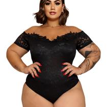 Body Plus Size Feminino Blusa Renda Com Tule Bore Qualidade