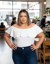 Body Plus Size Feminino Ciganinha Babado Blusa Ombro A Ombro