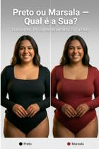 Body Plus Size G2 Manga Longa Feminino Decote Quadrado Preto Marsala Tamanho:G2Cor:Preto
