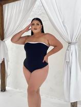 Body Plus Size Justo sem alça Detalhe Bicolor