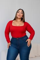 Body Plus Size Liza Manga Longa decote quadrado Blogueiras