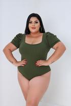 Body Plus Size Manga Curta Princesa Decote Quadrado