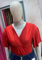 Body Plus Size manga evasê vermelho GG