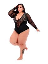 Body Plus Size Manga Longa Rendado Bojo Grande Body Plus Size Manga Longa Rendado Bojo Grande