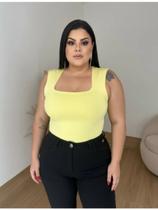 Body Plus Size Regata Decote Quadrado com Fecho