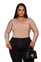 Body Plus Size Suplex Manga Longa Bori G1 Decote Redondo Moda Curve Casual