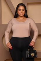 Body Plus Size Suplex Manga Longa Bori G1 Decote Redondo Moda Curve Casual