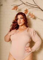 Body Plus Size Um Ombro Manga Longa Princesa