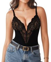 Body Popilush com Renda, Controle Abdominal e Decote V Body Popilush com Renda, Controle Abdominal e Decote V