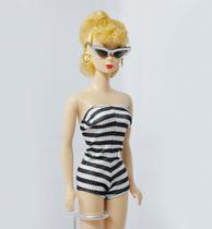 Body Preto e Branco para Bonecas Estilo Barbie Escala 1/6 - TucaDolls