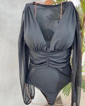 Body princesa preto feminino