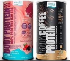 Body Protein Sabores Red (Frutas Vermelhas) e Coffee Sabor Vanilla (Baunilha)-Equaliv-Kit 2 unidades