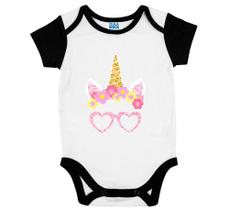 Body Raglan De Bebê Unicórnio Fofinho Óculos