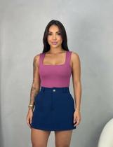 Body Regata Decote Quadrado com Fecho