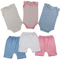 Body Regata e Shorts Bebê Kit Com 6 Peças Roupinhas de Bebê