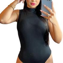 Body Regata Feminino Gola Alta Tecido Ribana