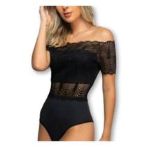 Body renda ombro a ombro com bojo feminino estilo