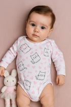 Body Ribana Malha Suave Bebê Prático de Vestir Estilo Moderno e Elegante Gata