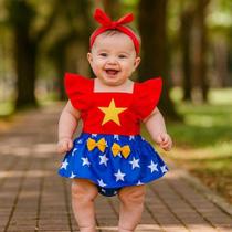 Body Romper Bebê Wonder Maravilha Faixa Fantasia BB Super
