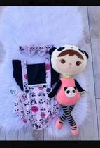 Body Romper Jardineira Bebe Panda Pandinha Mesversaro Tiara