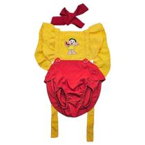 Body Romper Roupinha de bebe Mesversário Magali Turma da Mônica Desenho Menina Banho de Sol