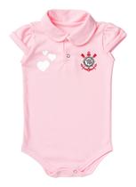 Body Rosa Gola Polo Macacão Infantil Corinthians Para Bebê Time de Futebol Oficial Body Rosa Gola Polo Macacão Infantil Corinthians Para Bebê Time de Futebol Oficial