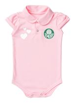 Body Rosa Gola Polo Macacão Infantil Palmeiras Para Bebê Time de Futebol Oficial