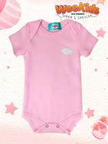 Body Rosa Nuvenzinha de Manga Curta WeeKids - Suedine 100% Algodão para Bebê