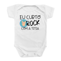 Body Roupa De Bebê Azul Música Curto Rock Com Titia Presente