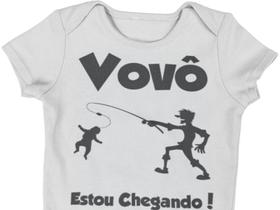 Body Roupinha Bebê Vovô Estou Chegando Pescador Branca Body Roupinha Bebê Vovô Estou Chegando Pescador Branca