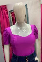 Body Roxo feminino Plus Size manga curta princesa G