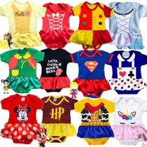 Body Saia Manga Curta Bebê Temático Infantil Mesversario