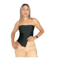 Body sem alça poliéster com bojo moda gringa feminina