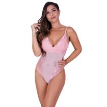 Body Sem Bojo em Renda de Poliamida e Tule Cor:RomanceTamanho:M